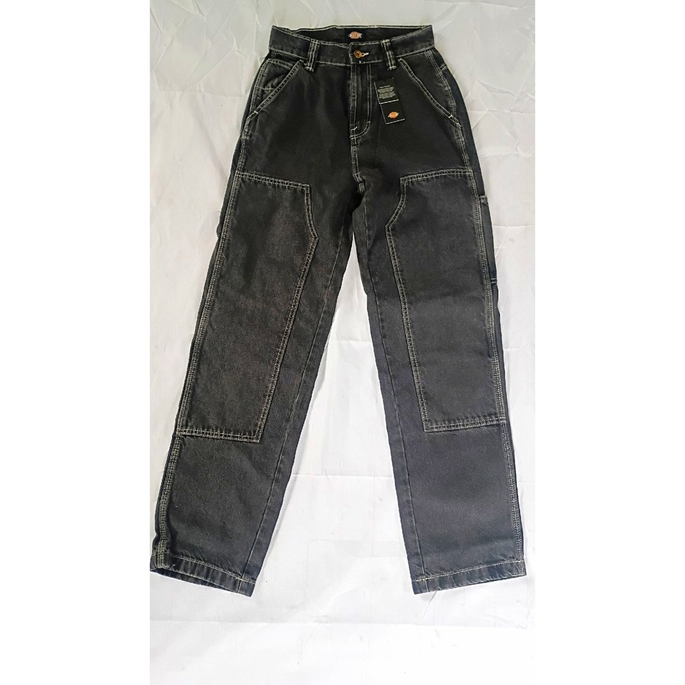NWT Dickies Womens Madison Double Knee Black Dark Wash Denim Jeans High Rise 26R